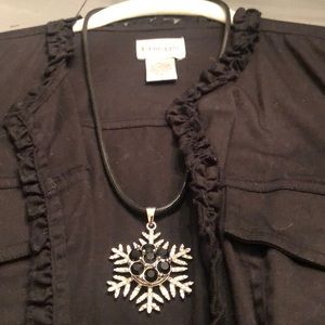 24” black necklace w snow flake pendant